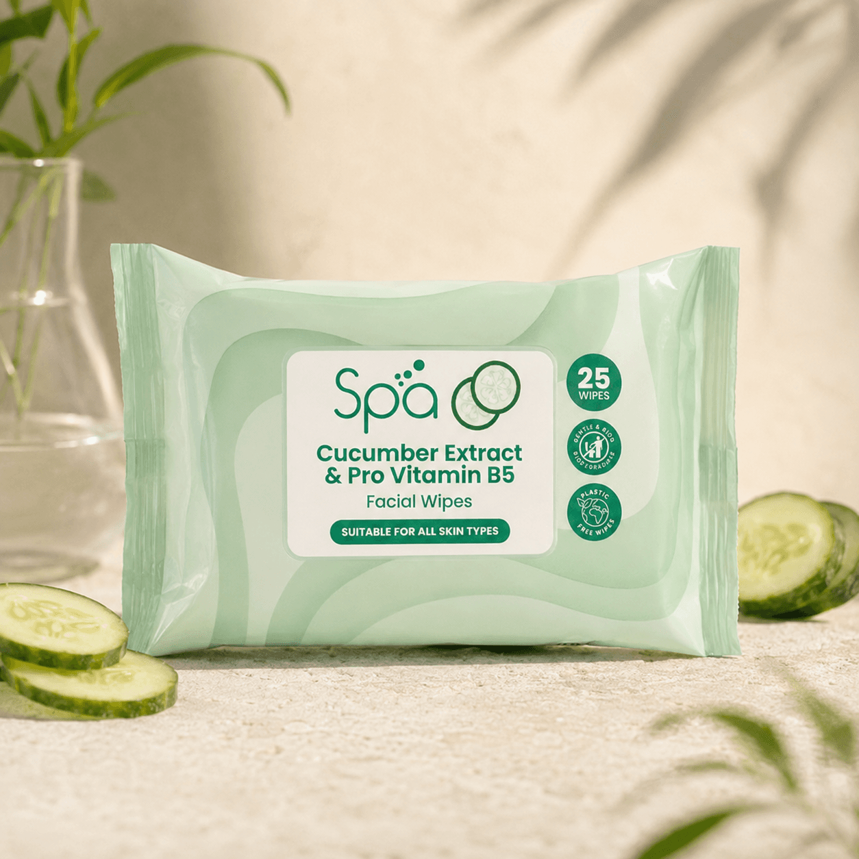 Cucumber Extract & Pro Vitamin B5 Facial Wipes (25 wipes) alternate view