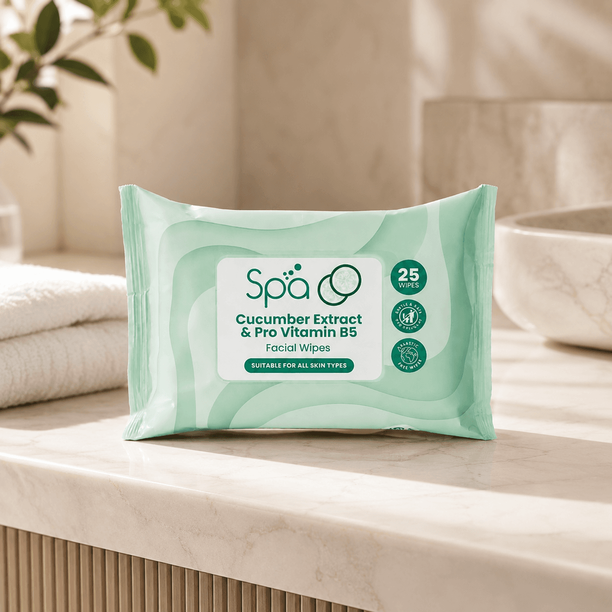 Cucumber Extract & Pro Vitamin B5 Facial Wipes (25 wipes) thumbnail 3